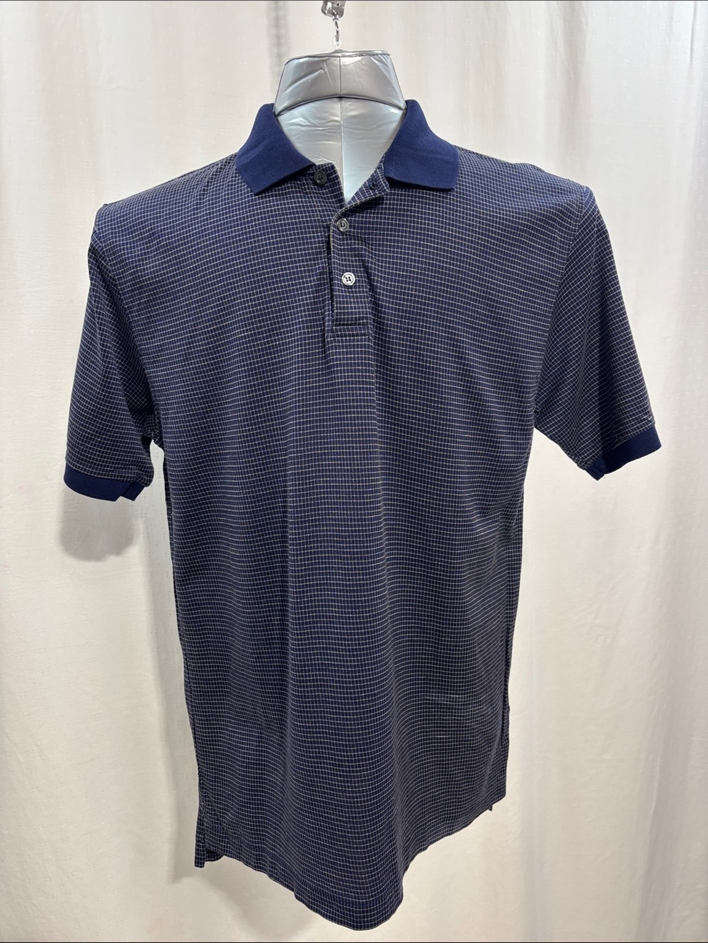 Retreat Golf Navy Blue Check Short-Sleeve Cotton Polo 233 active sport every day